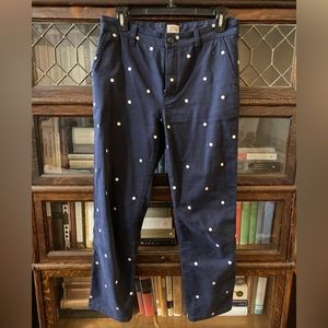 J.Crew Vintage Straight Navy & Gold Polka Dot Chinos